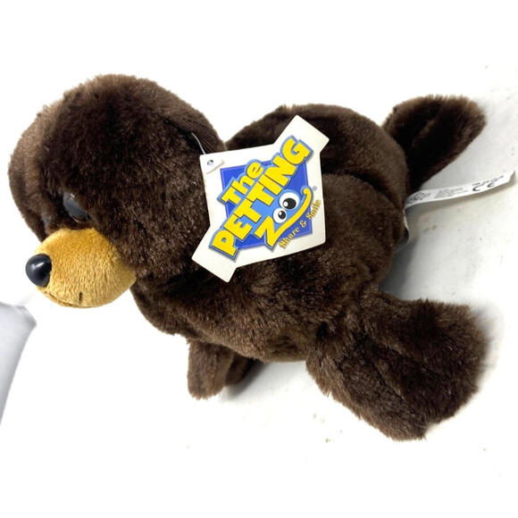 The Petting Zoo Dark Brown Sea Lion Seal Stuffed Animal Plush 9” - Picture 2 of 4